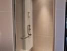 modern shower area with glass door