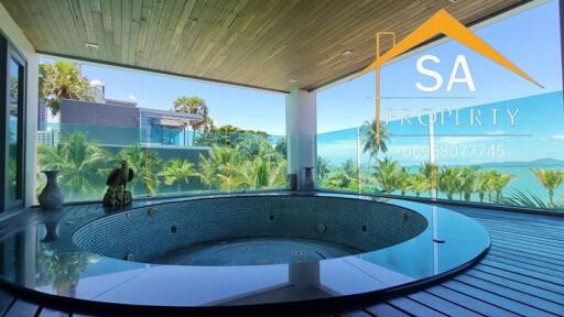 Indoor pool area with view