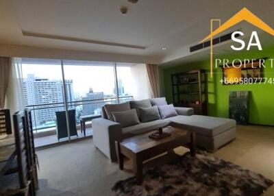 Spacious and modern living room with city view