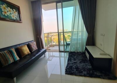 Living room with a balcony view