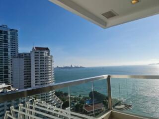 View from balcony with ocean and cityscape