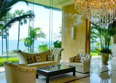 Luxurious living room with ocean view