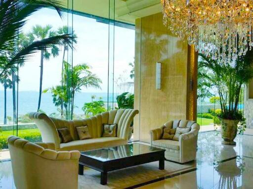 Luxurious living room with ocean view