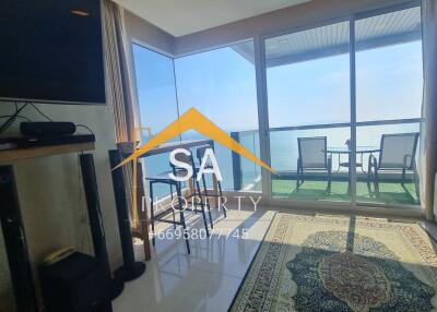 Living room with a view of the balcony