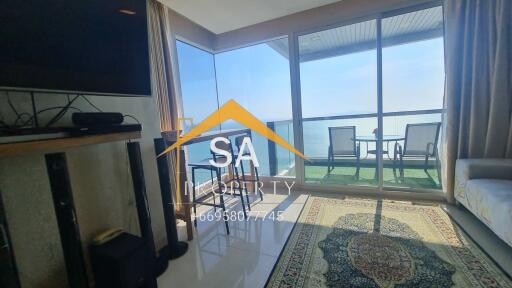 Living room with a view of the balcony