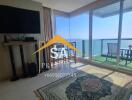 Living room with sea view balcony