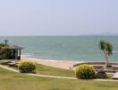 Beachfront garden with a view of the ocean