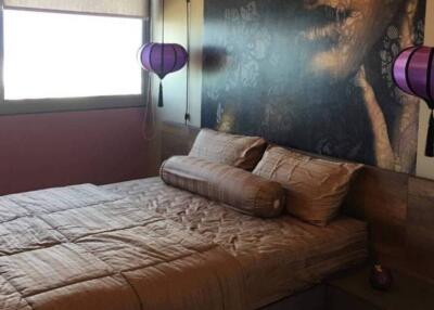 modern bedroom with artistic wall art