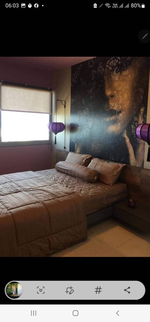 modern bedroom with artistic wall art