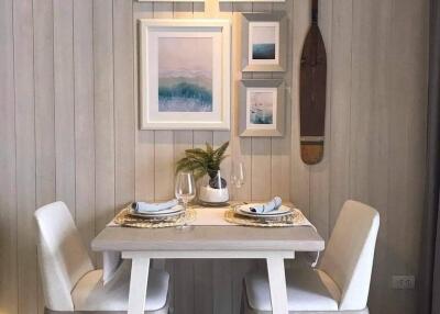 Cozy dining area with table setup for two