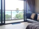 Bedroom with ocean view and balcony