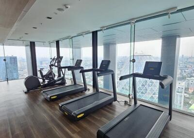 Modern gym with city view