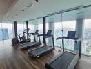 Modern gym with city view