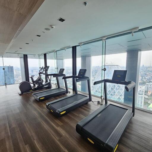 Modern gym with city view