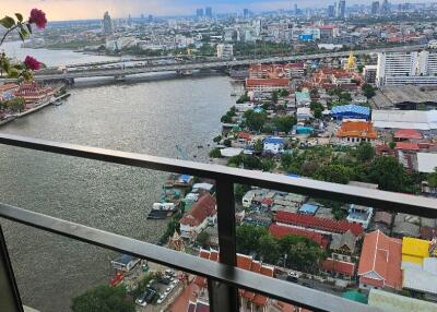 high-rise balcony with river and cityscape view