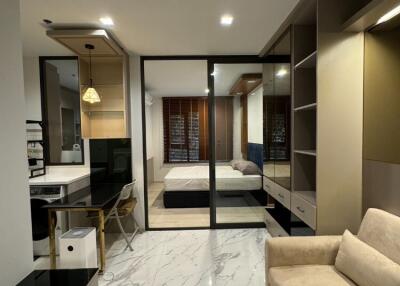 Modern bedroom with office space