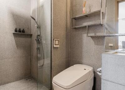 Modern bathroom with shower and toilet