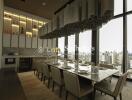 Elegant dining room with a panoramic city view