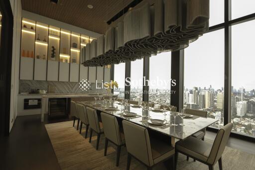 Elegant dining room with a panoramic city view