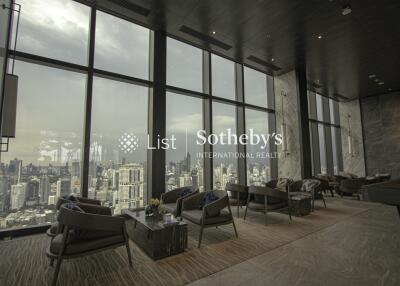 Luxurious lounge area with panoramic city view