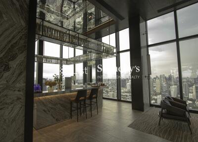 Modern lounge area with panoramic city view