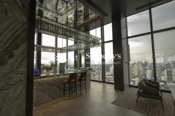 Modern lounge area with panoramic city view