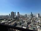 View of city skyline with various high-rise buildings