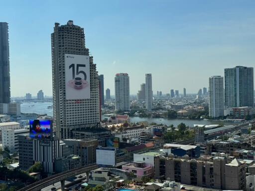 City skyline view with high-rise buildings