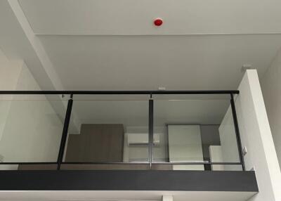 Modern interior with mezzanine and sleek design