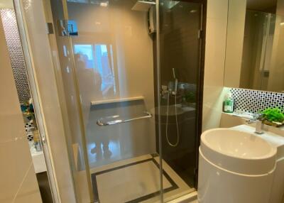 Modern bathroom with shower and sink