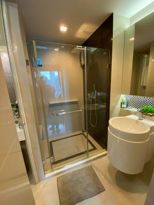 Modern bathroom with shower and sink