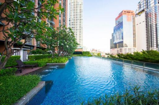 Outdoor pool with city view