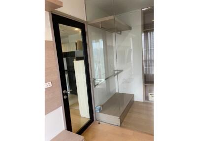 Modern bathroom with glass shower enclosure