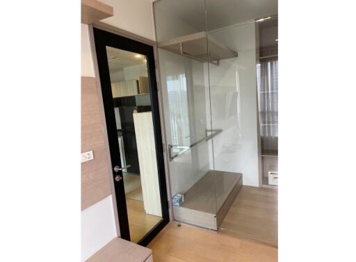 Modern bathroom with glass shower enclosure