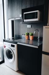 Modern kitchen with appliances and counter space