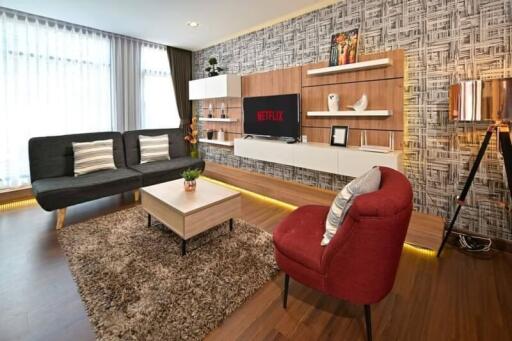 Modern living room with furniture and decor