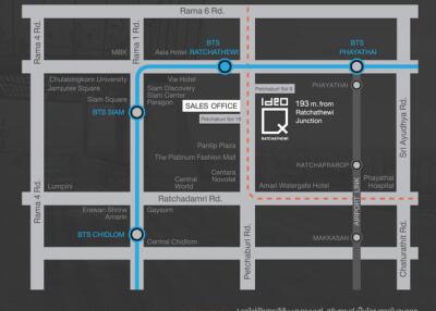 Map showing nearby landmarks and transit stations around property location.