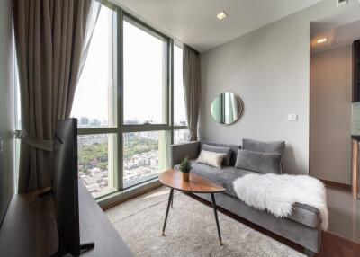 Modern living room with city view