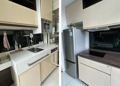 A modern kitchen with sleek cabinetry and appliances