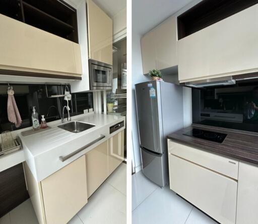 A modern kitchen with sleek cabinetry and appliances