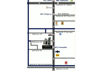 Neighborhood map showing locations and transit routes