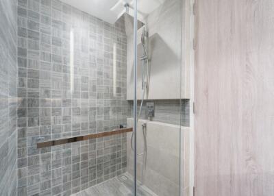 Modern bathroom with glass shower