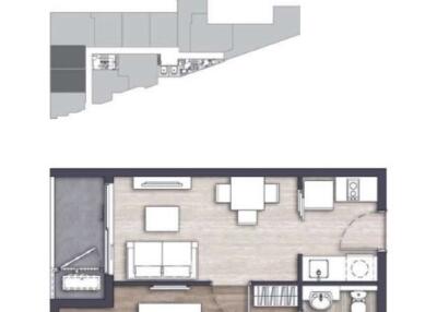 Floor plan for 1-bedroom apartment with 40.41-40.71 SQ.M.