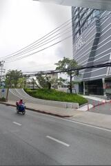 Modern building exterior with street view