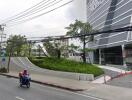 Modern building exterior with street view