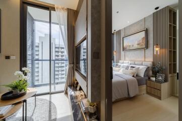 Modern bedroom with balcony