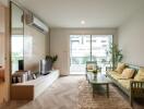 Modern living room with a view of the balcony