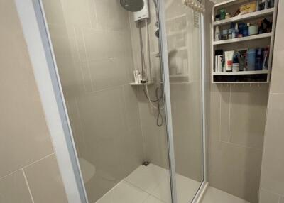 Modern shower with glass door