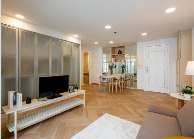 Modern living room and dining area with contemporary decor