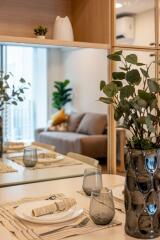 Dining area with a view of the living room